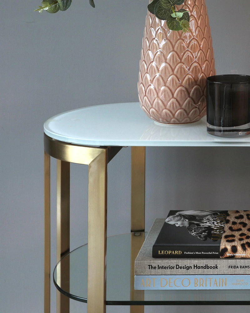 Console Table with Metal Base & Glass Top