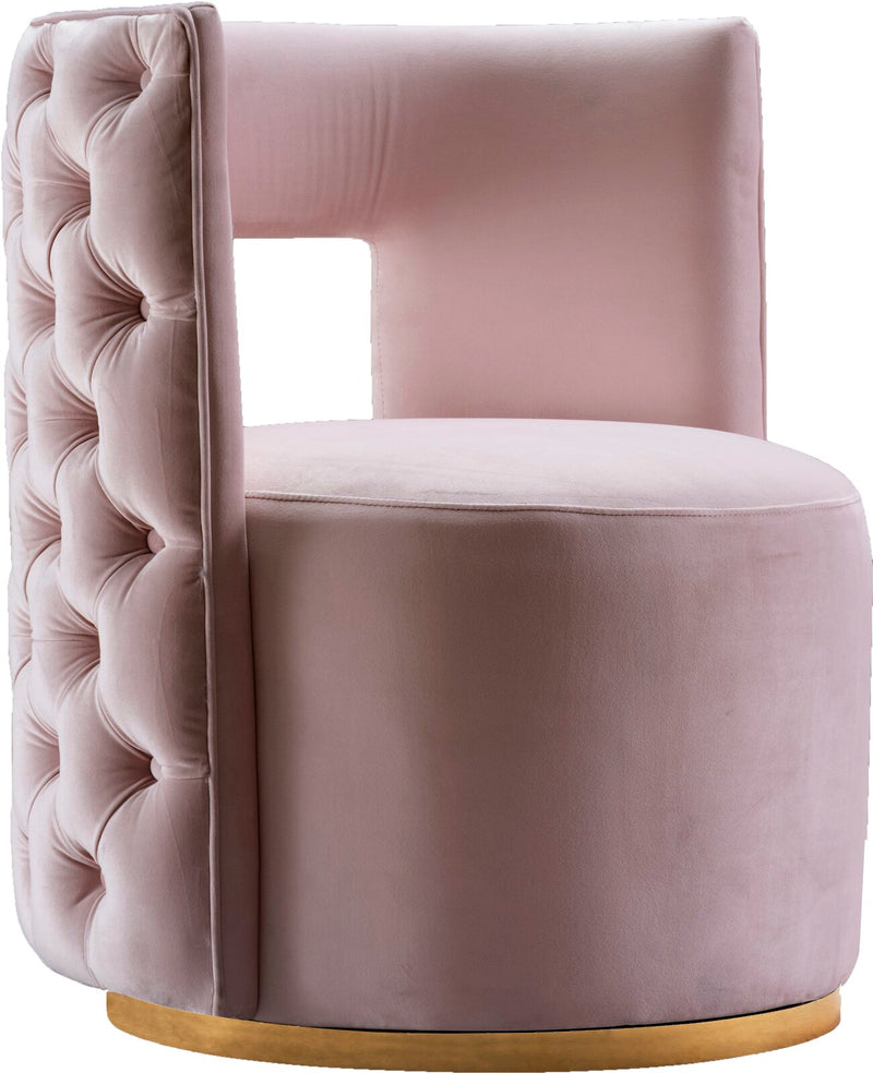 Light Pink Tufted Swivel Club Chair Velvet Chair