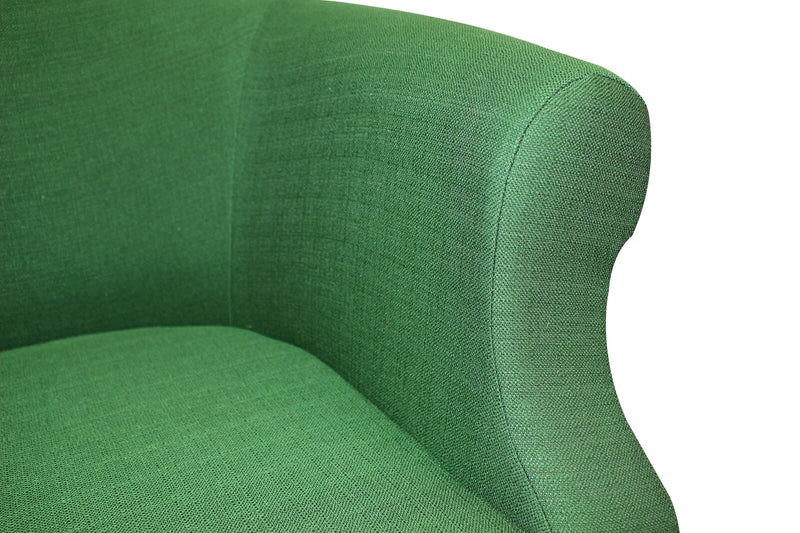 Comfortable Wide Barrel Living Room Chairs Tight Back Round, Recessed Arms | Aesthetic Look, Traditional Look Emerald Green