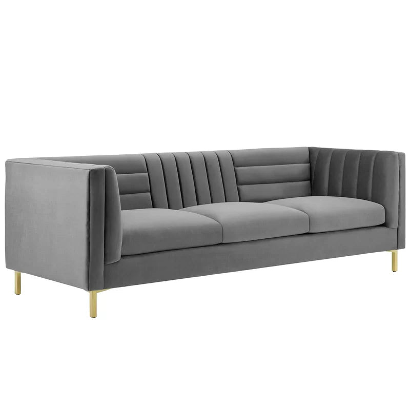 4 Seater Velvet Sofa with Metal Legs