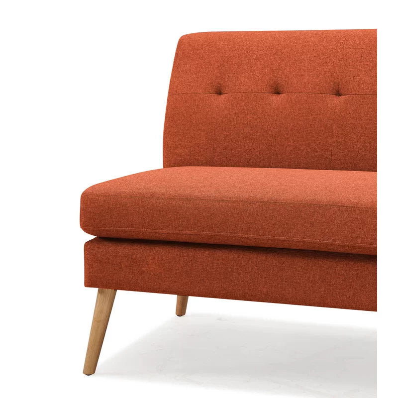 2 Seater Armless Upholstered Sofa with Wooden Legs