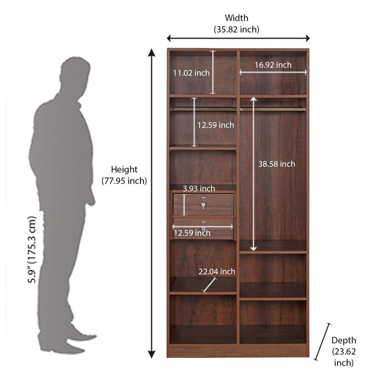 Wooden Wardrobe in 2/3 Door Options