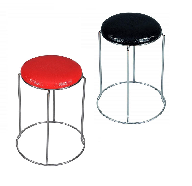 Doctor Stool in Leatherette with Metal Frame Legs Base