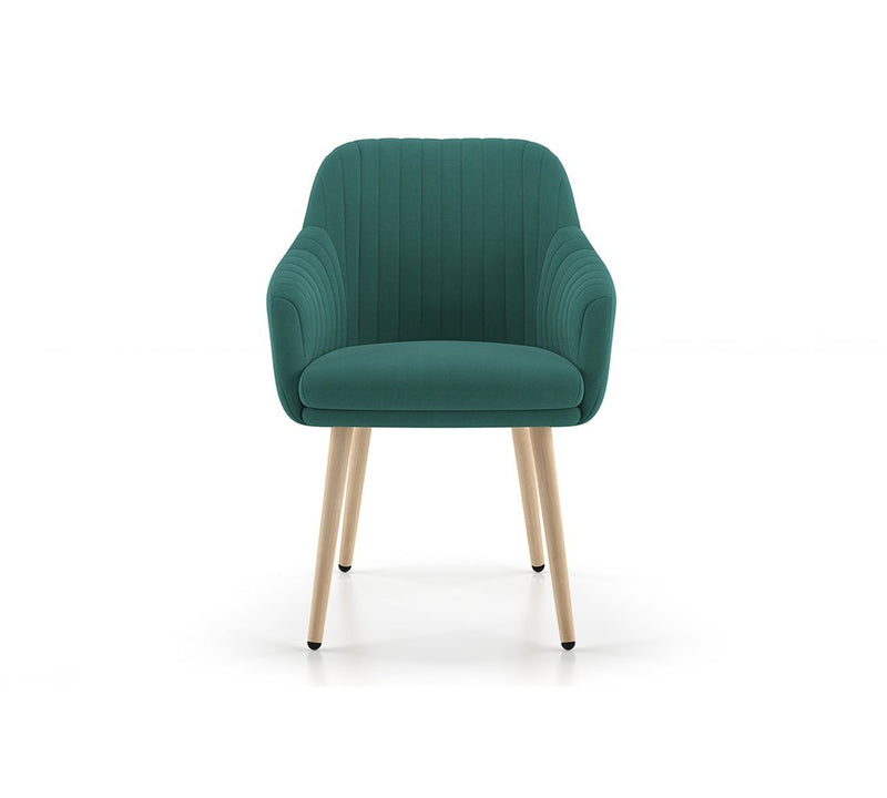Velvet Lounge Chair with Wooden Legs