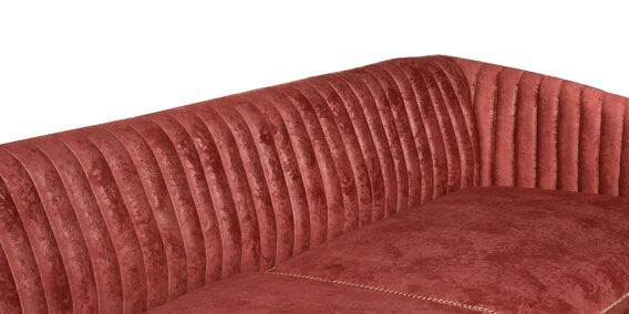Velvet 3 Seater Sofa In Rustic Red Color