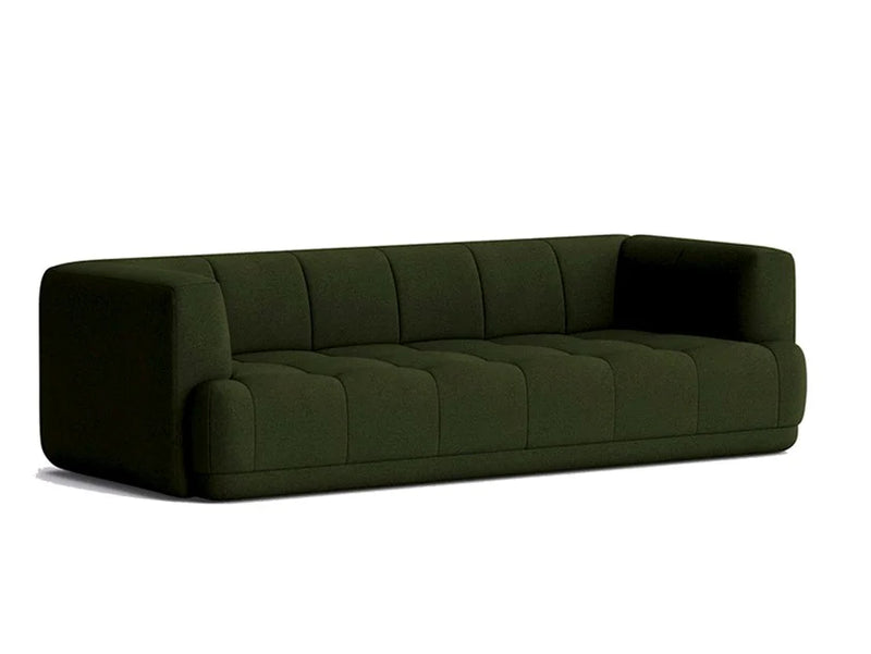 3 Seater Fabric Sofa with Wooden Base