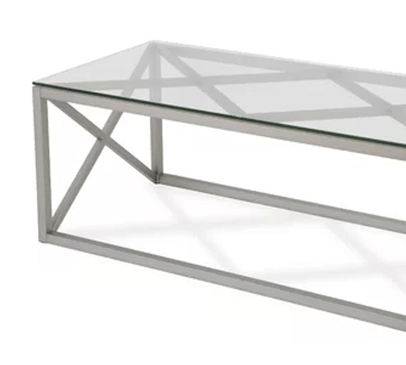 The Metal Chrome Base Glass Center Table