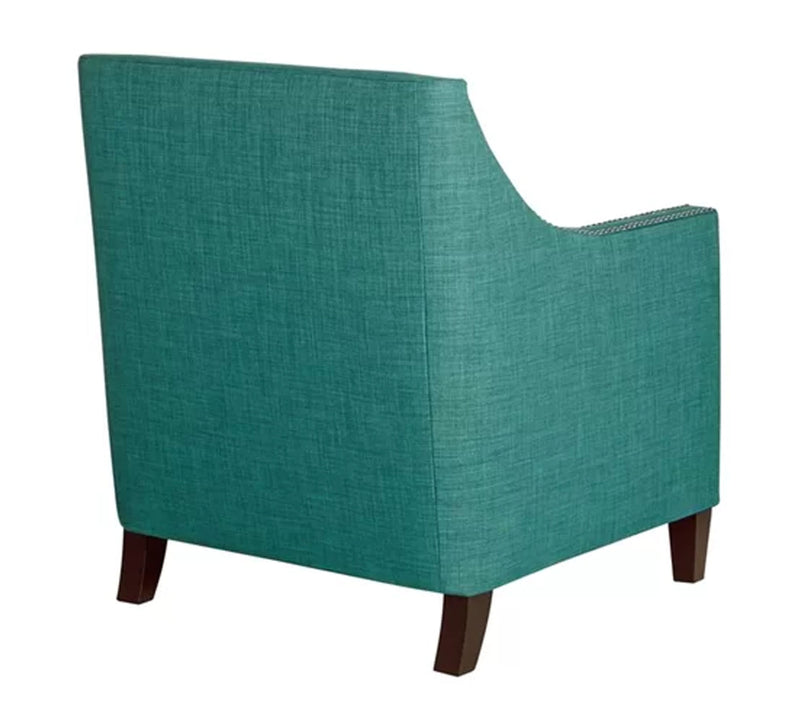 Modern Velvet Lounge Chair in Teak Wood with Armrest