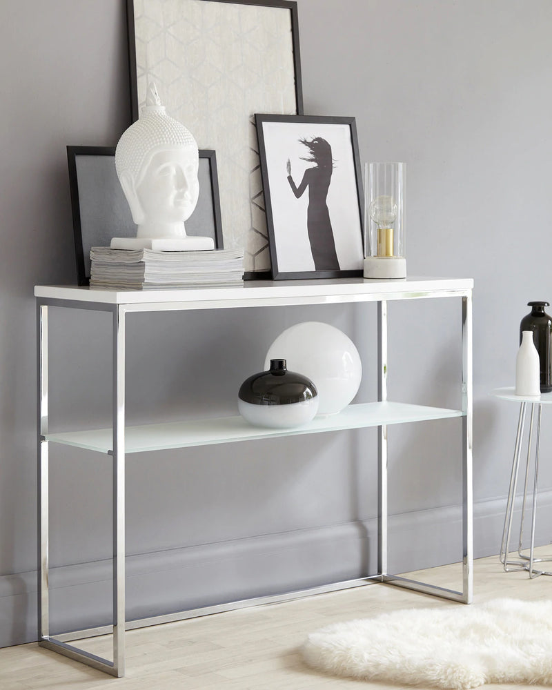Console Table with Metal Base & Laminated Board Top