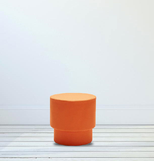 Fully Cushioned Wooden Base Fabric Pouffe