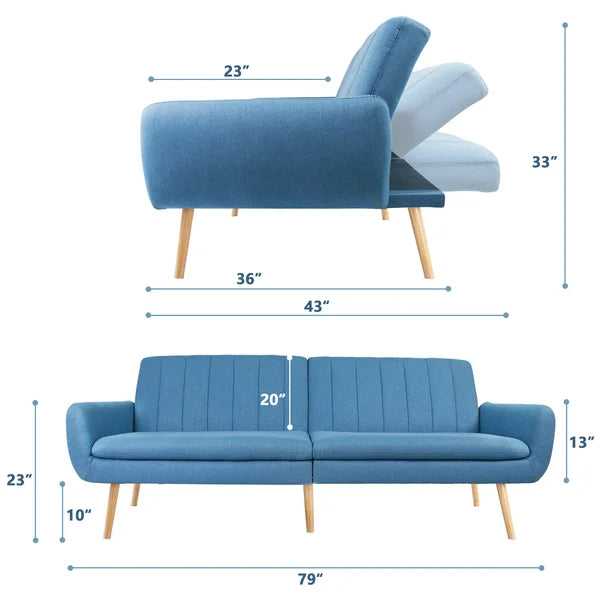 3 Seater Sofa cum Bed with Wooden Legs