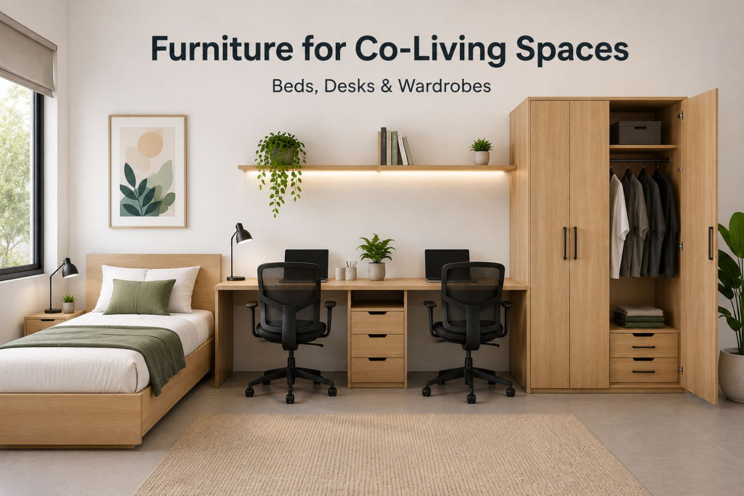 Furniture for Co-Living Spaces | Beds, Desks & Wardrobes