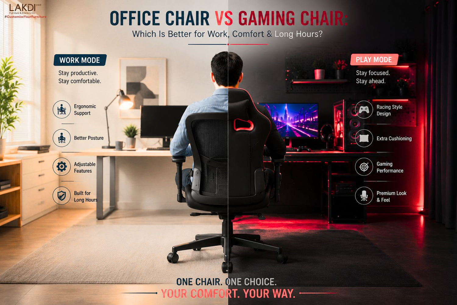 Office Chair vs Gaming Chair: Which Is Better for Work, Comfort & Long Hours?