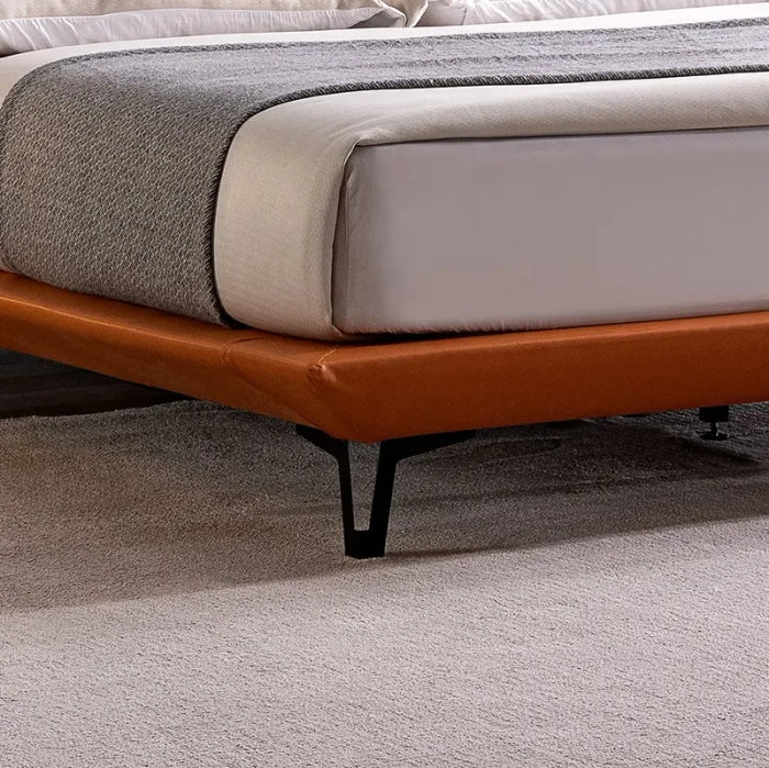 Luxury Leatherette Upholstered Bed – Solid Teakwood & Plywood Structure, Layer, Sleek Finish without Storage