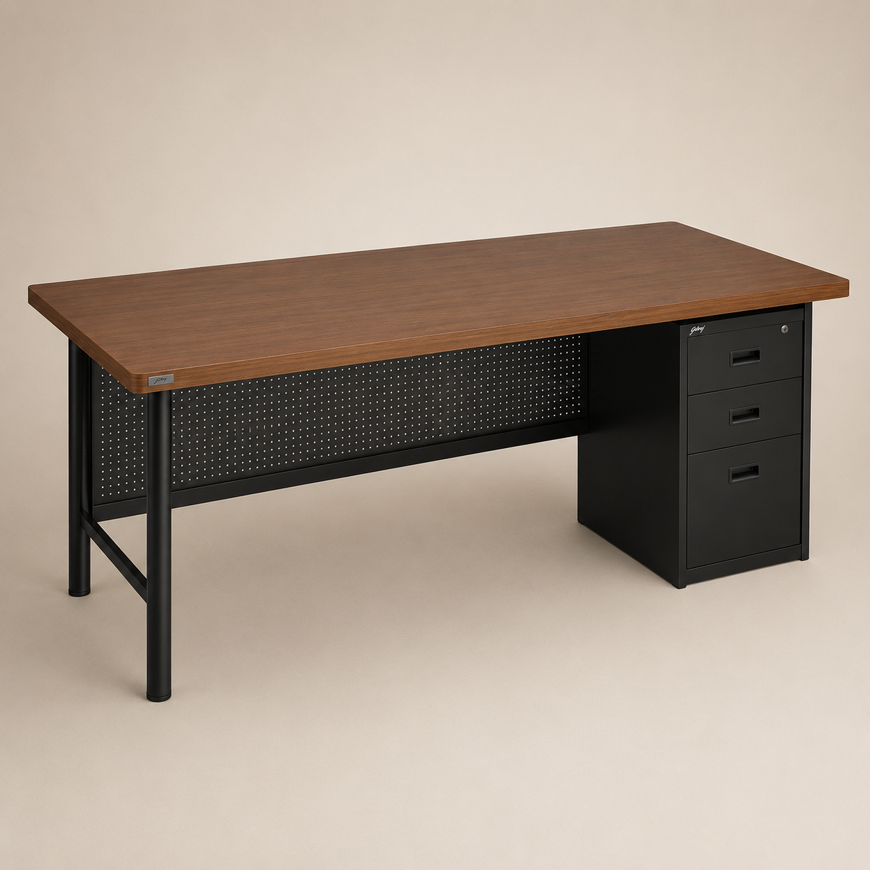 Director and Executive  Office Table Made Particle Board with Drawers and Metal Legs