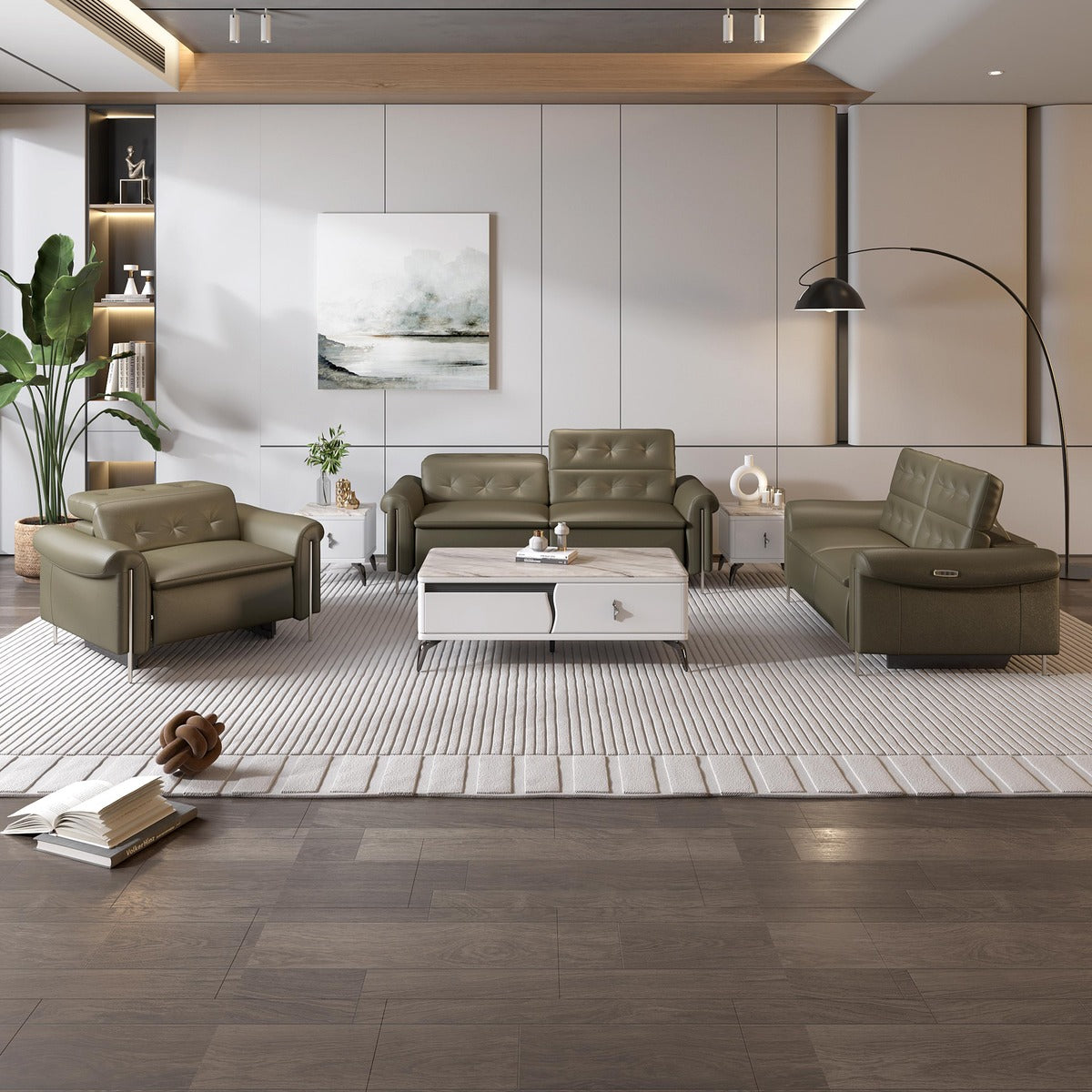 Luxury Adjustable Backrest Sofa in Premium Leatherette Finish with Ergonomic Comfort and Modern Modular Design for Living Room