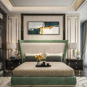 Luxury Velvet King Size Upholstered Bed – Solid Teakwood & Plywood Frame, without Storage