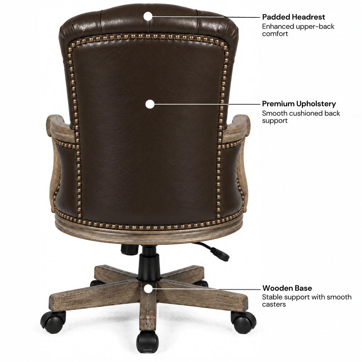 Director office Chair Tufted Design Made in Solid wood with Leatherette Upholstery & Armrest with Height Adjustable Premium Quality Chair