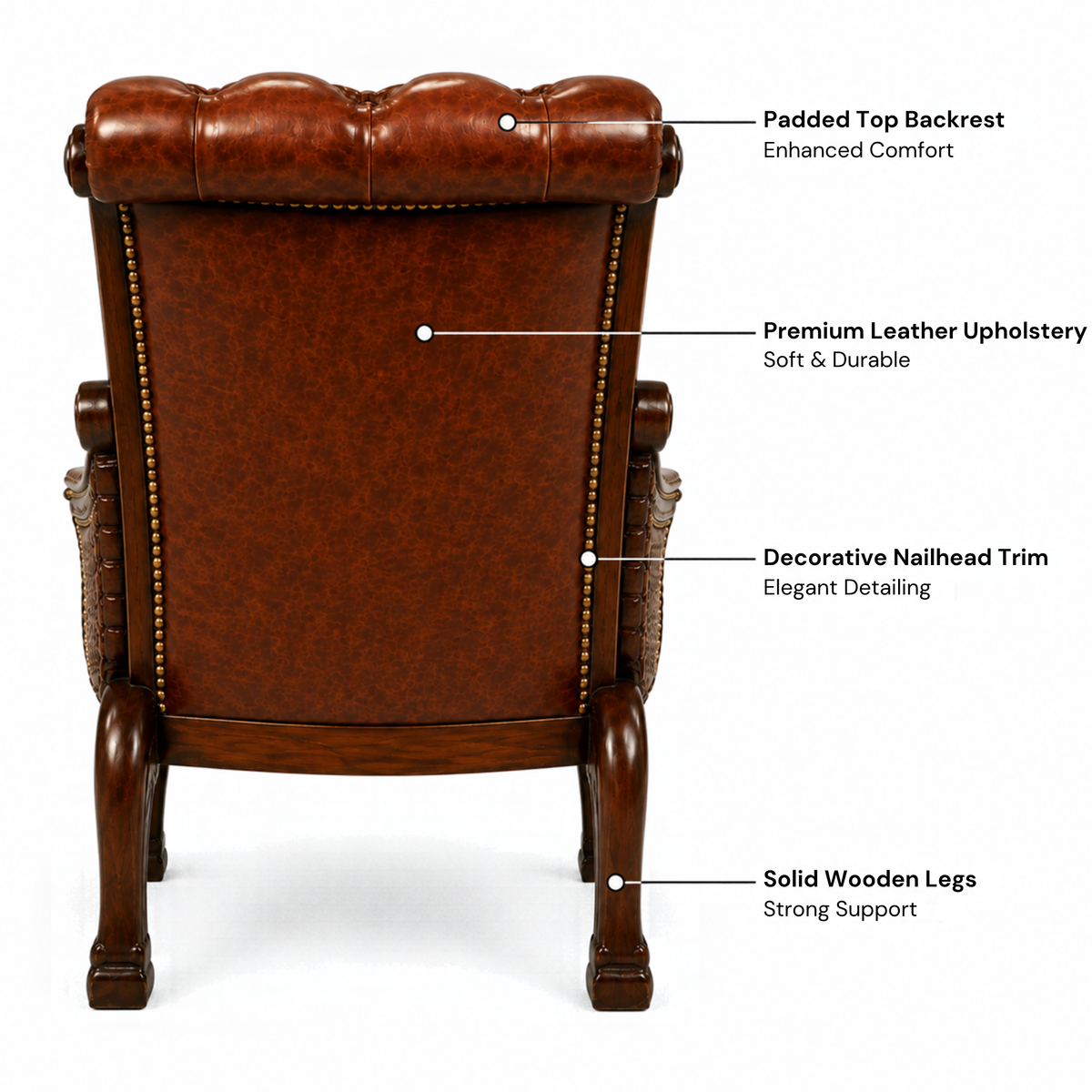 Royal Handcrafted Director's Chair – Solid Teak Wood with Leatherette Upholstery & Brown Carved Armrests