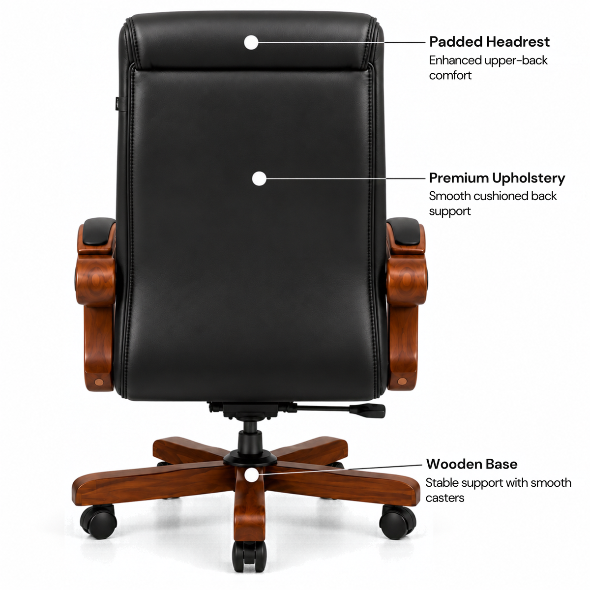Director Chair for office Made in Plyboard with Leatherette Upholstery & Armrest with Height Adjustable & Revolving Chair -black