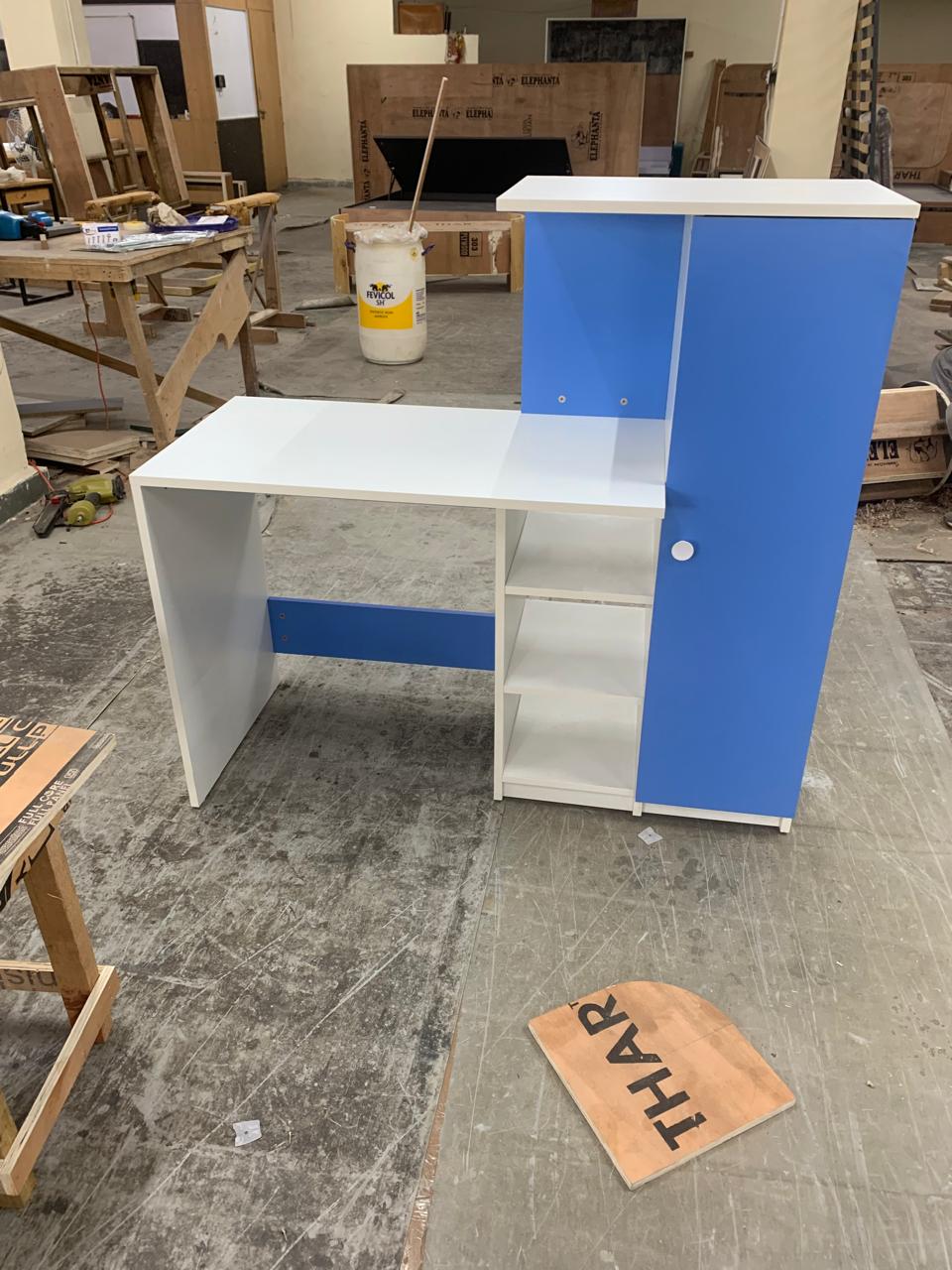 Wooden Top & Base Study Table with Wardrobe