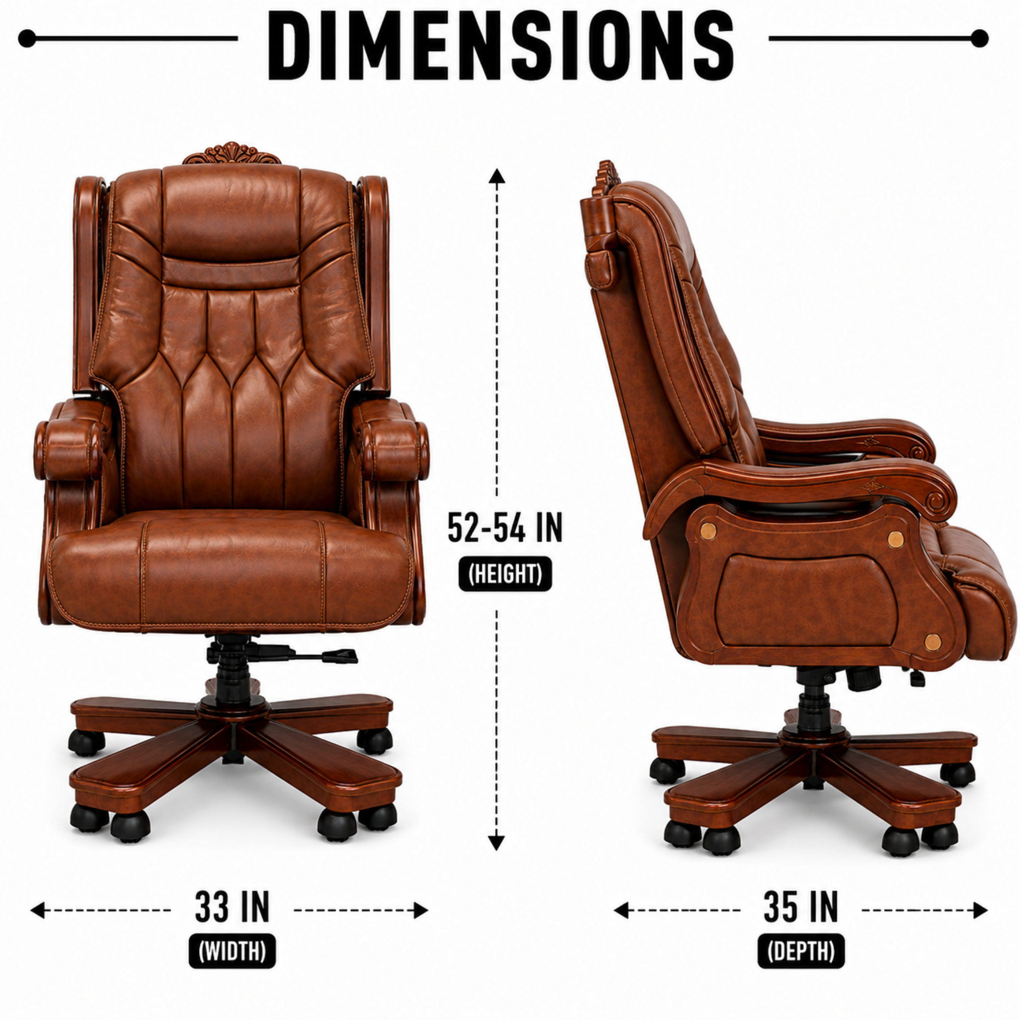 Luxury Director Chair for office Royal Design with Handcrafted & Leatherette & Recliner & Height Adjustable and Revolving Chair