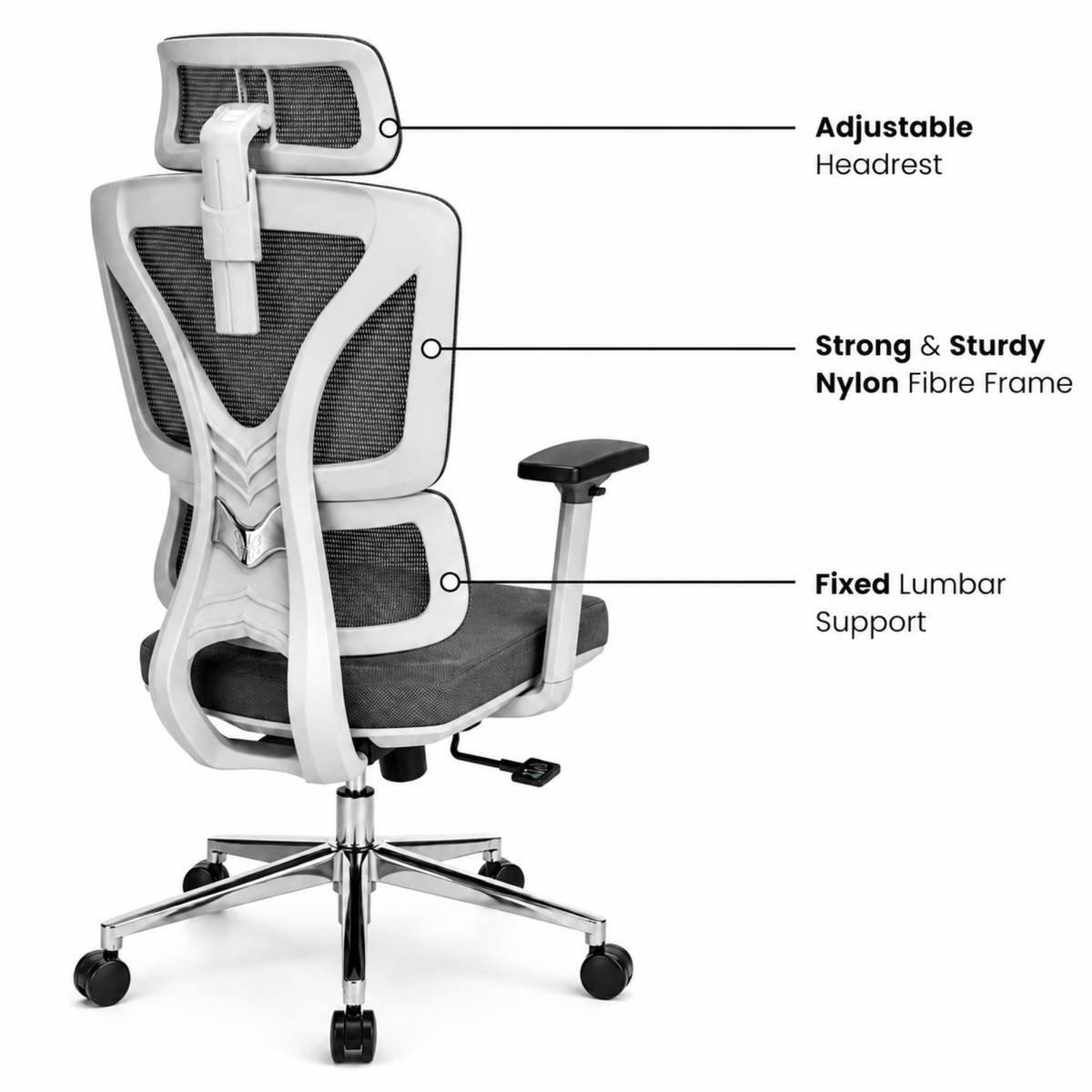 Executive High Back Mesh Chair with Adjustable Headrest, Ergonomic Lumbar Support, Breathable, Comfortable Seat Cushion, Smooth Swivel Base for Office
