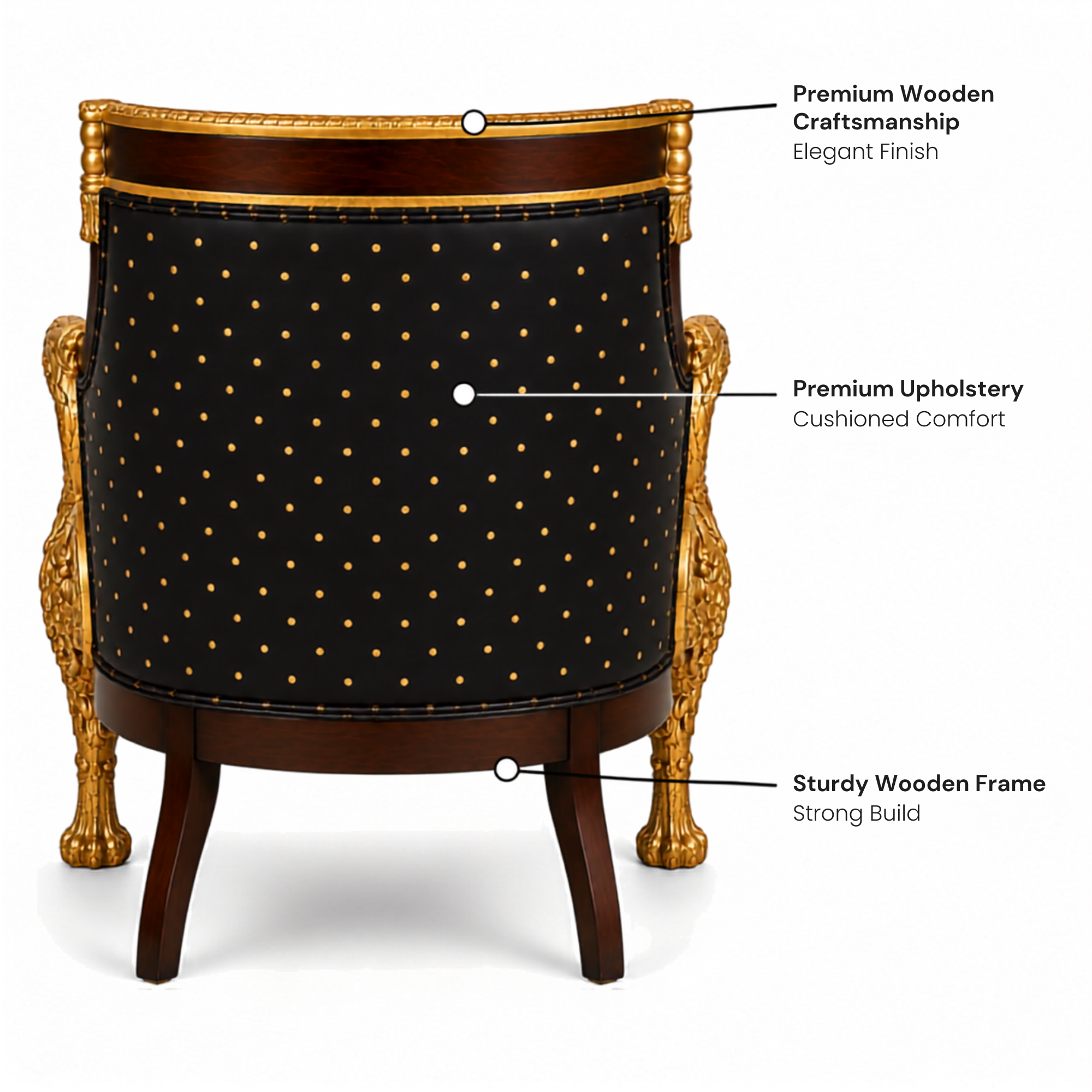 Royal Handcrafted Director's Chair – Solid Teak Wood with Fabric Upholstery & Golden Carved Armrests