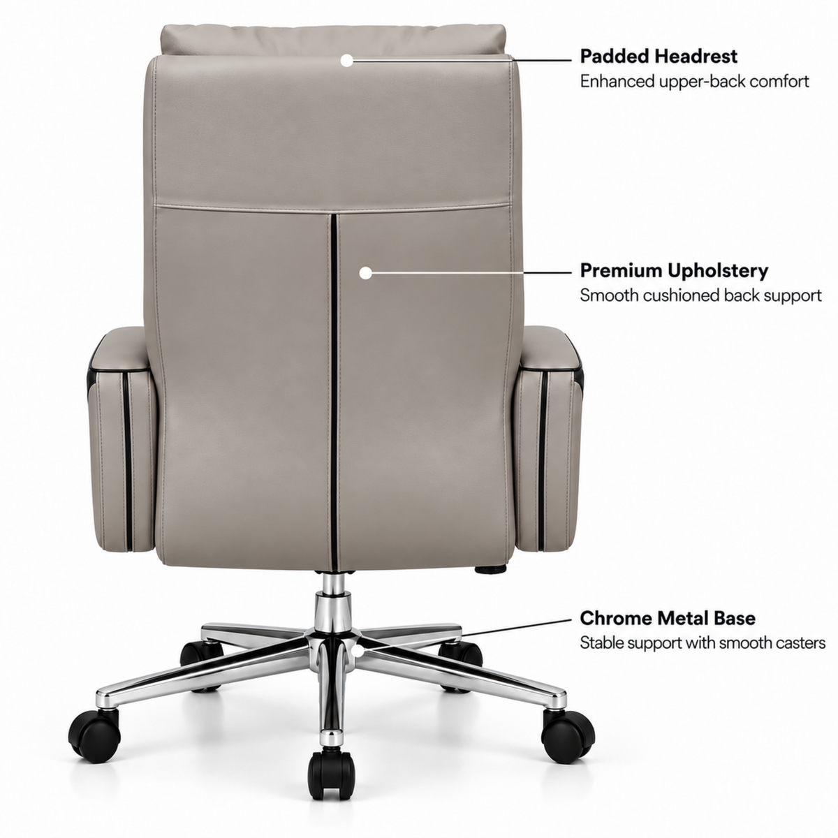 Luxury Leatherette Director High Back Office Chair with Recliner, Ergonomic Design, Chrome Base and Smooth Castors – Premium Brown Executive Chair