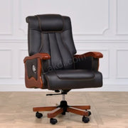 Director Chair for office Made in Plyboard with Leatherette and Soft Padded & Fixed Armrest & Revolving and swivel Base, Recliner Chair