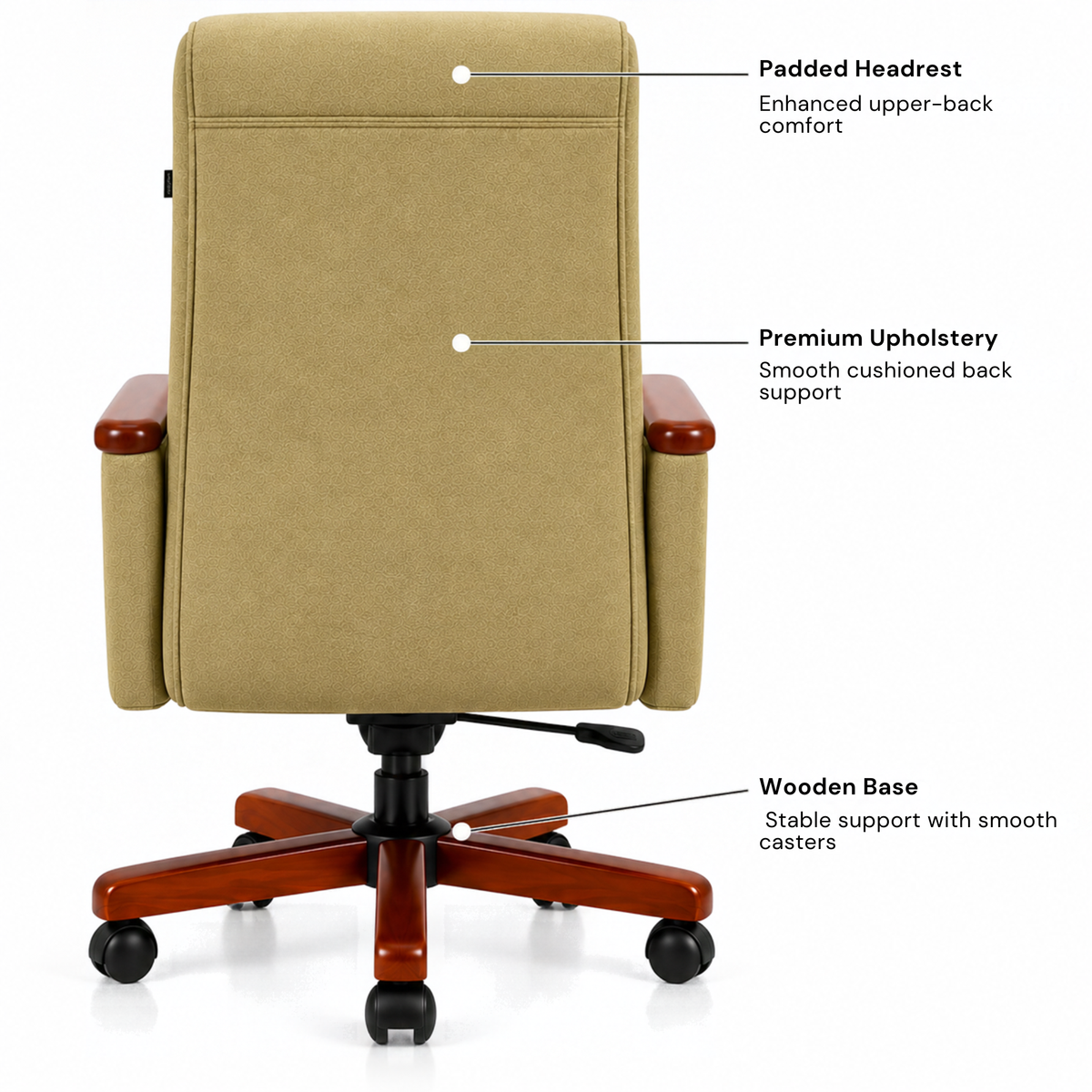 High Back Wooden with Fabric Revolving & Recliner Chair | Director Chair | Office - Cream Color