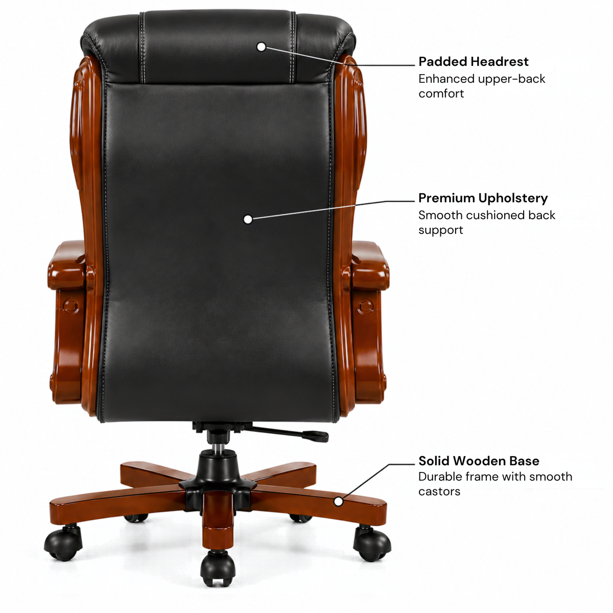 High Back Director Chair for office Luxury Design Made in Plyboard with Leatherette Upholstery & Armrests & Height Adjustable