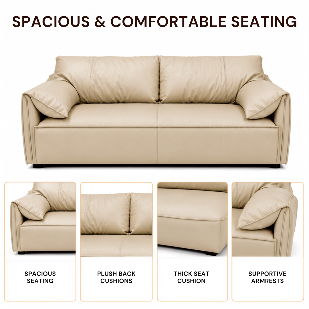 Modern Luxury 1 to 3-Seater Sofa | Premium Upholstered Fabric Sofa with Cushioned Armrests & Deep Seating | Contemporary Living Room Couch | Cream Beige