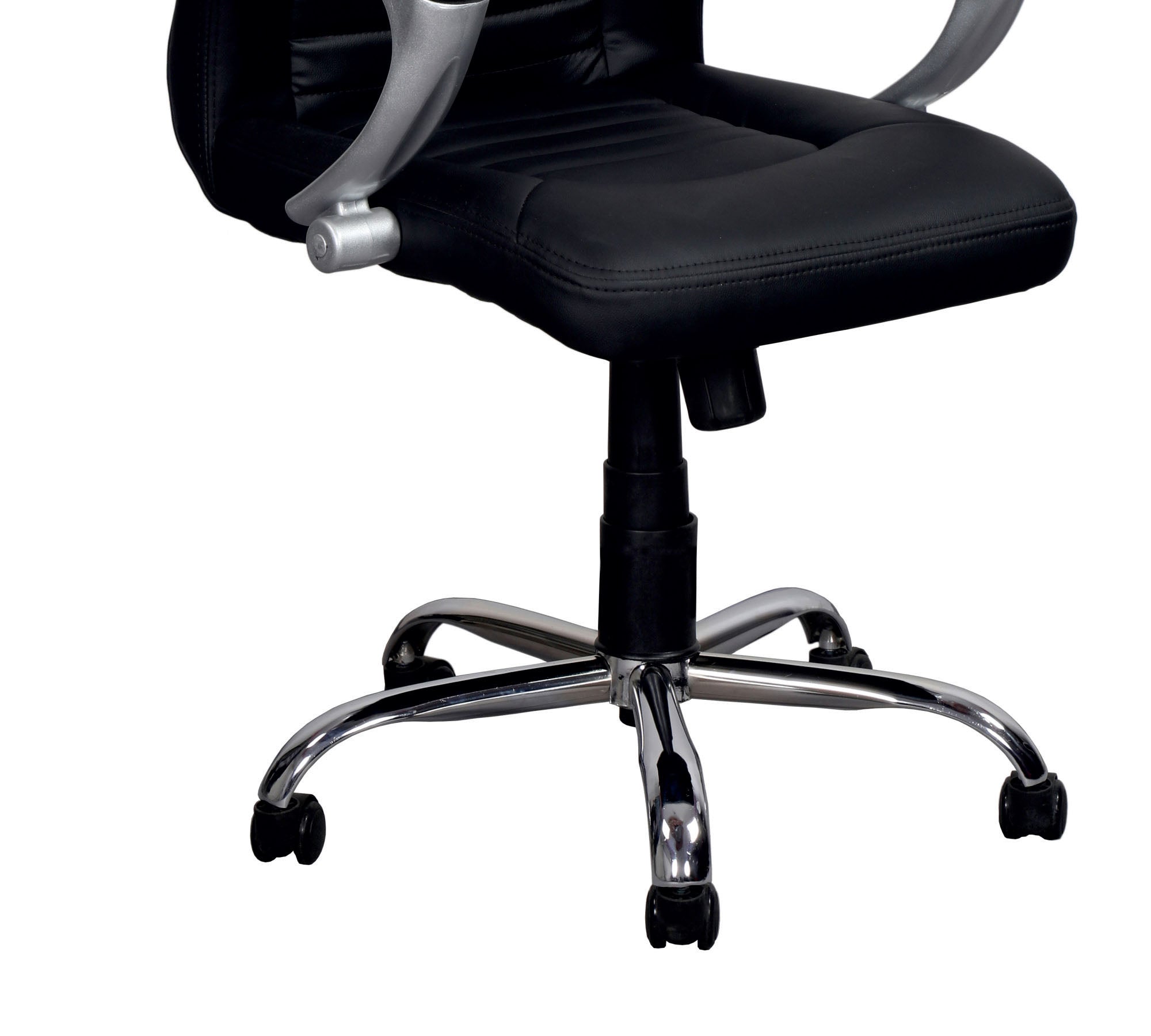 Executive Mid Back Office Chair with Cushioned Upholstery, Adjustable Height, Chrome Base, Designer Armrests & Smooth Swivel for Office and Home Use