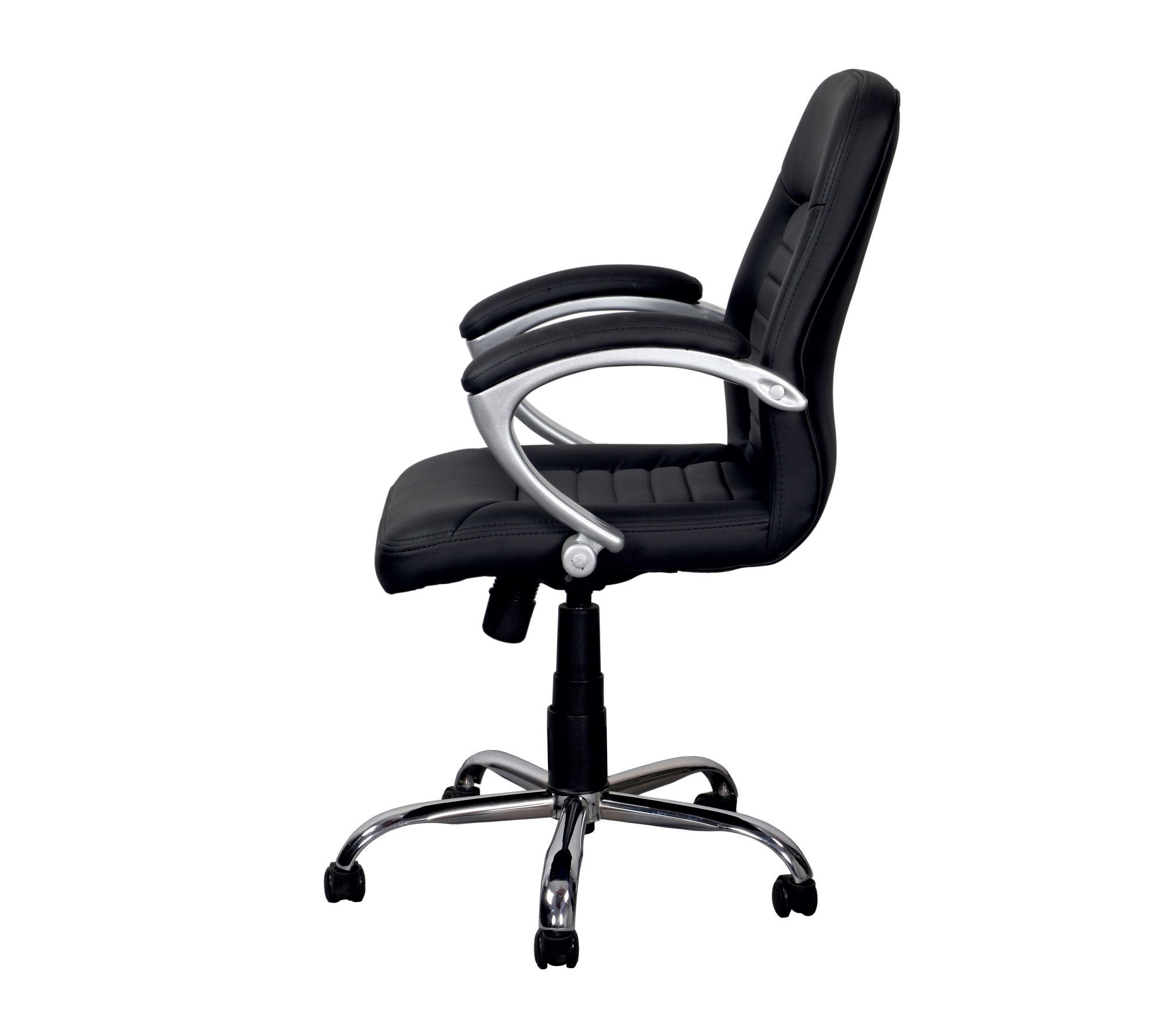 Executive Mid Back Office Chair with Cushioned Upholstery, Adjustable Height, Chrome Base, Designer Armrests & Smooth Swivel for Office and Home Use
