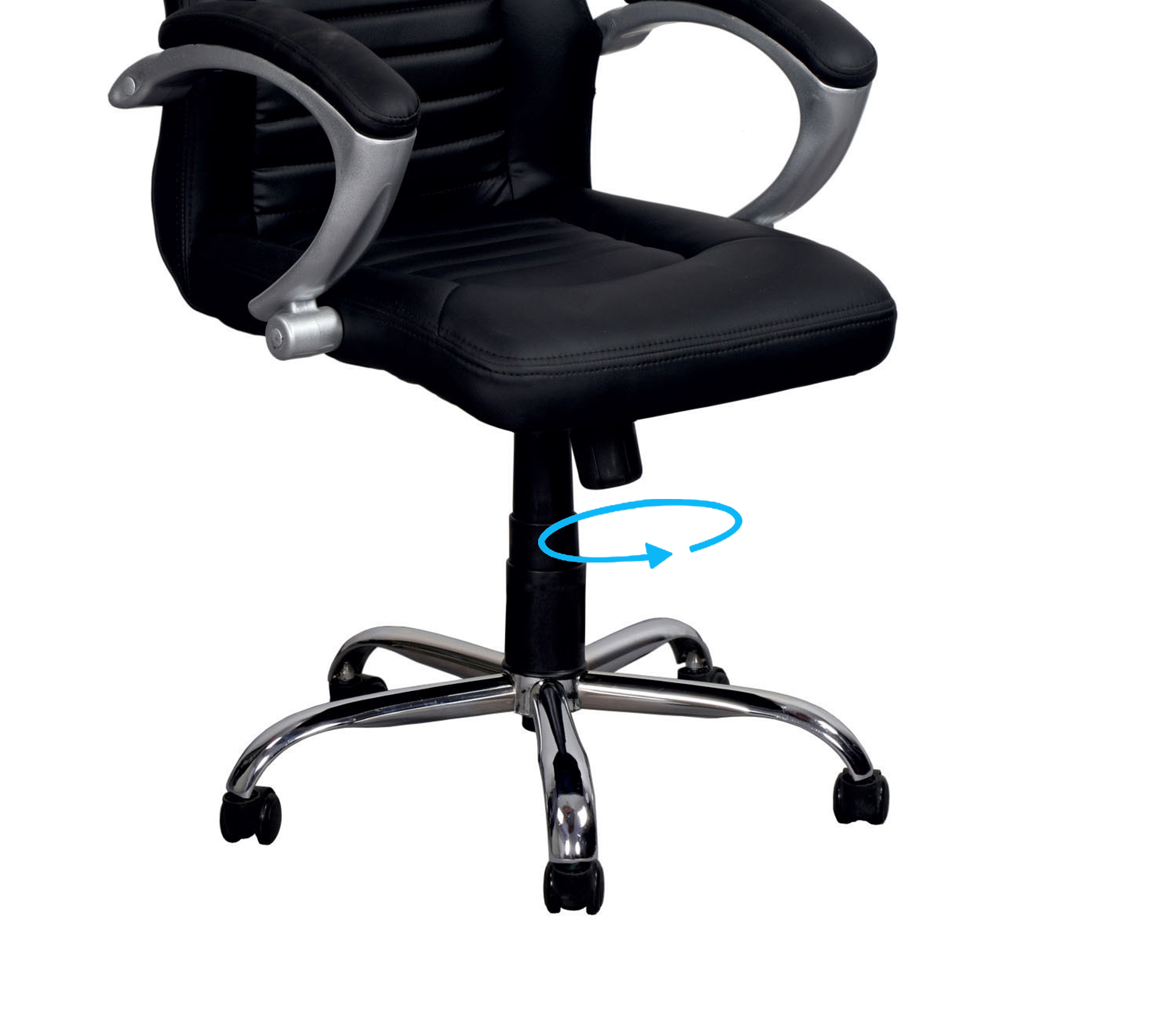 Executive Mid Back Office Chair with Cushioned Upholstery, Adjustable Height, Chrome Base, Designer Armrests & Smooth Swivel for Office and Home Use
