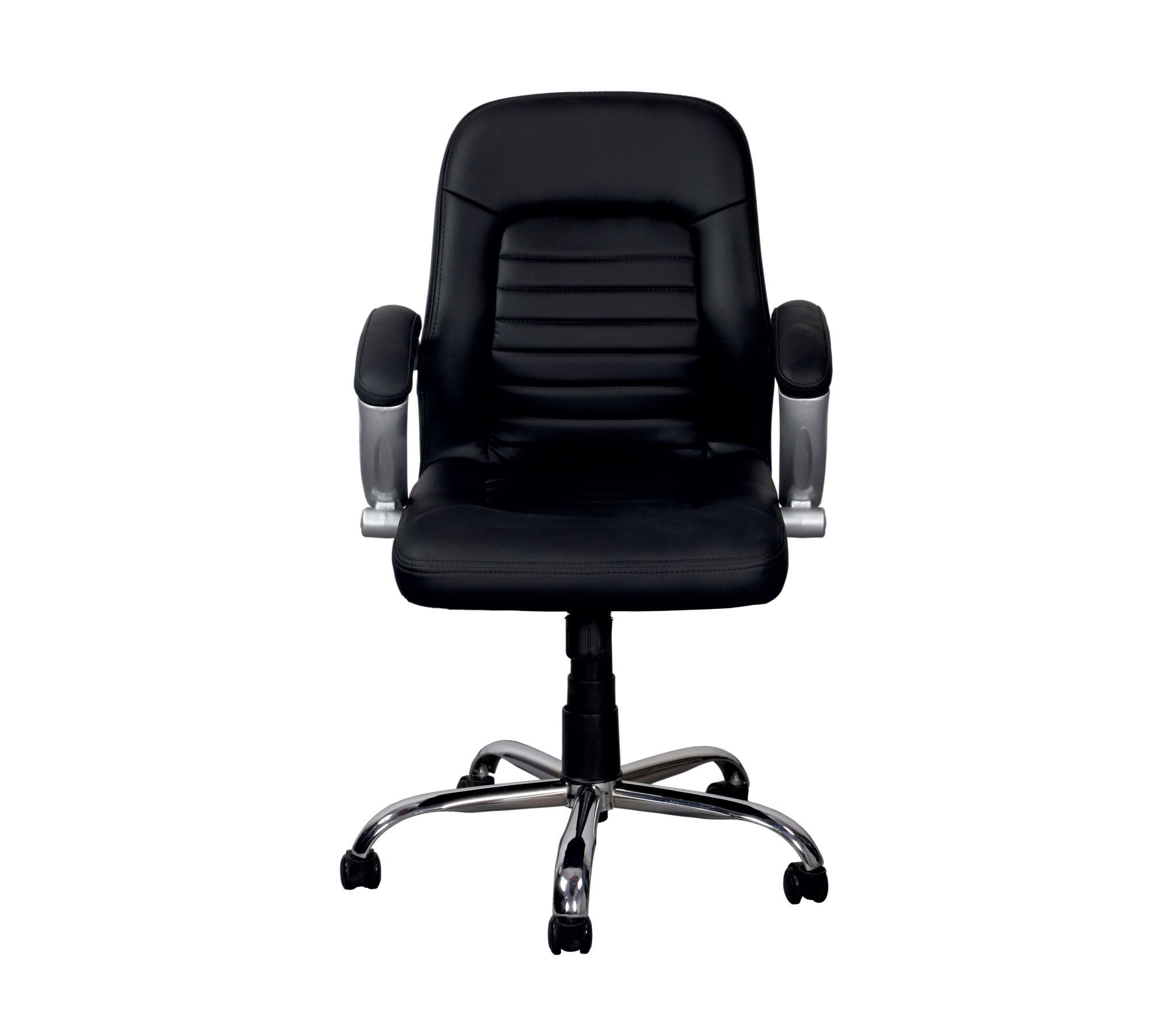 Executive Mid Back Office Chair with Cushioned Upholstery, Adjustable Height, Chrome Base, Designer Armrests & Smooth Swivel for Office and Home Use