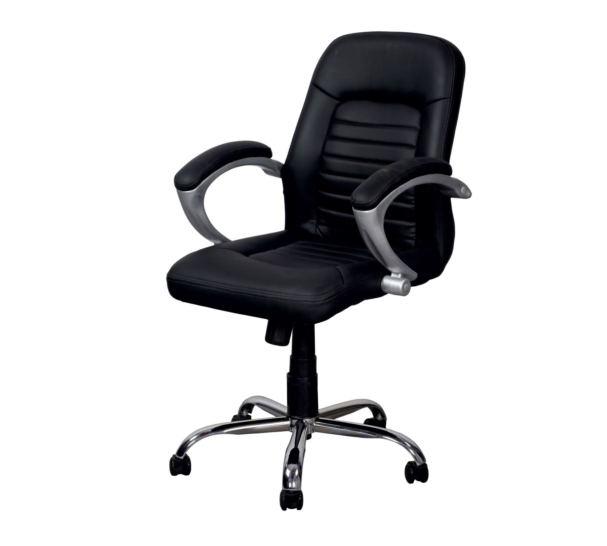 Executive Mid Back Office Chair with Cushioned Upholstery, Adjustable Height, Chrome Base, Designer Armrests & Smooth Swivel for Office and Home Use
