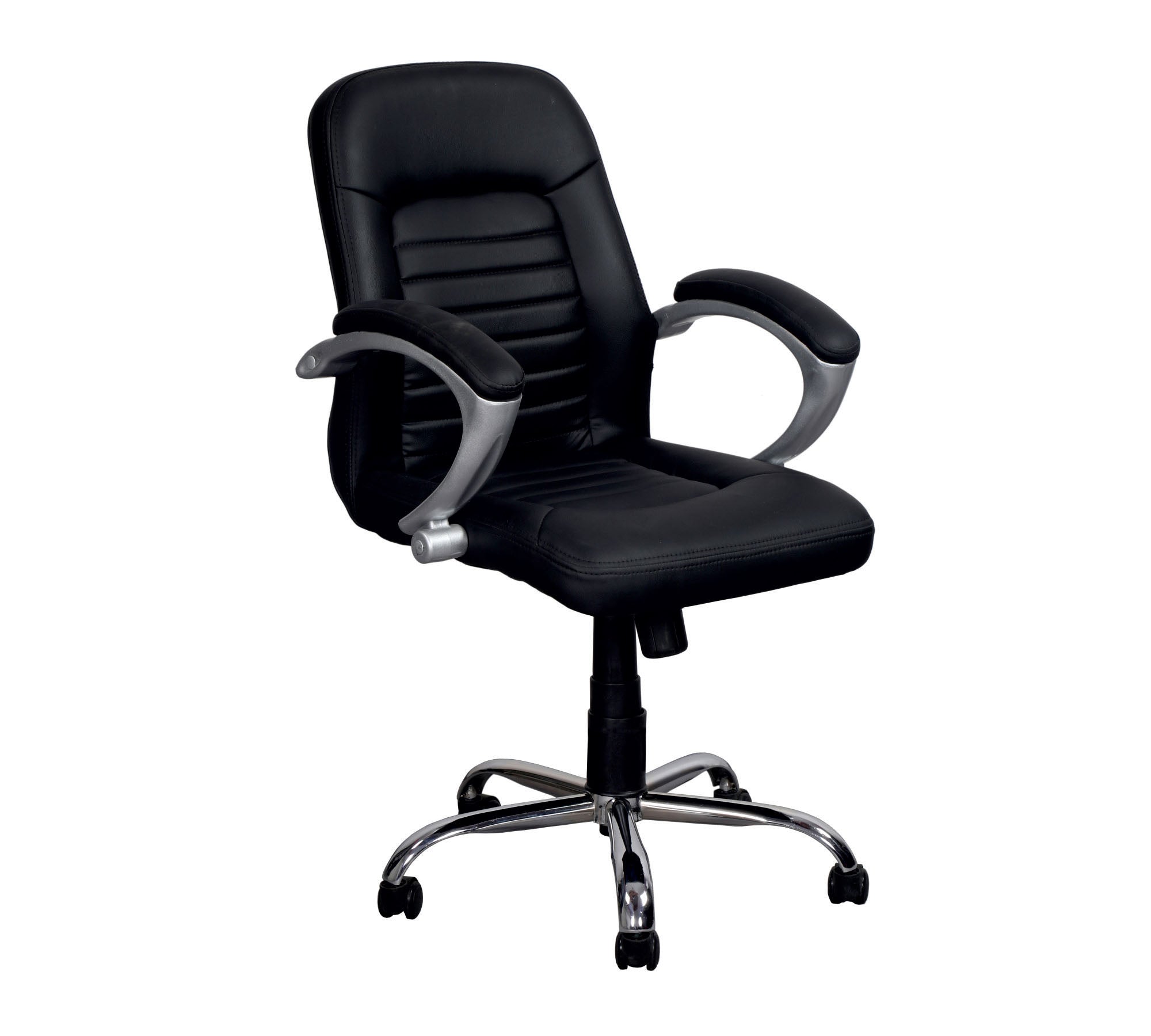 Executive Mid Back Office Chair with Cushioned Upholstery, Adjustable Height, Chrome Base, Designer Armrests & Smooth Swivel for Office and Home Use