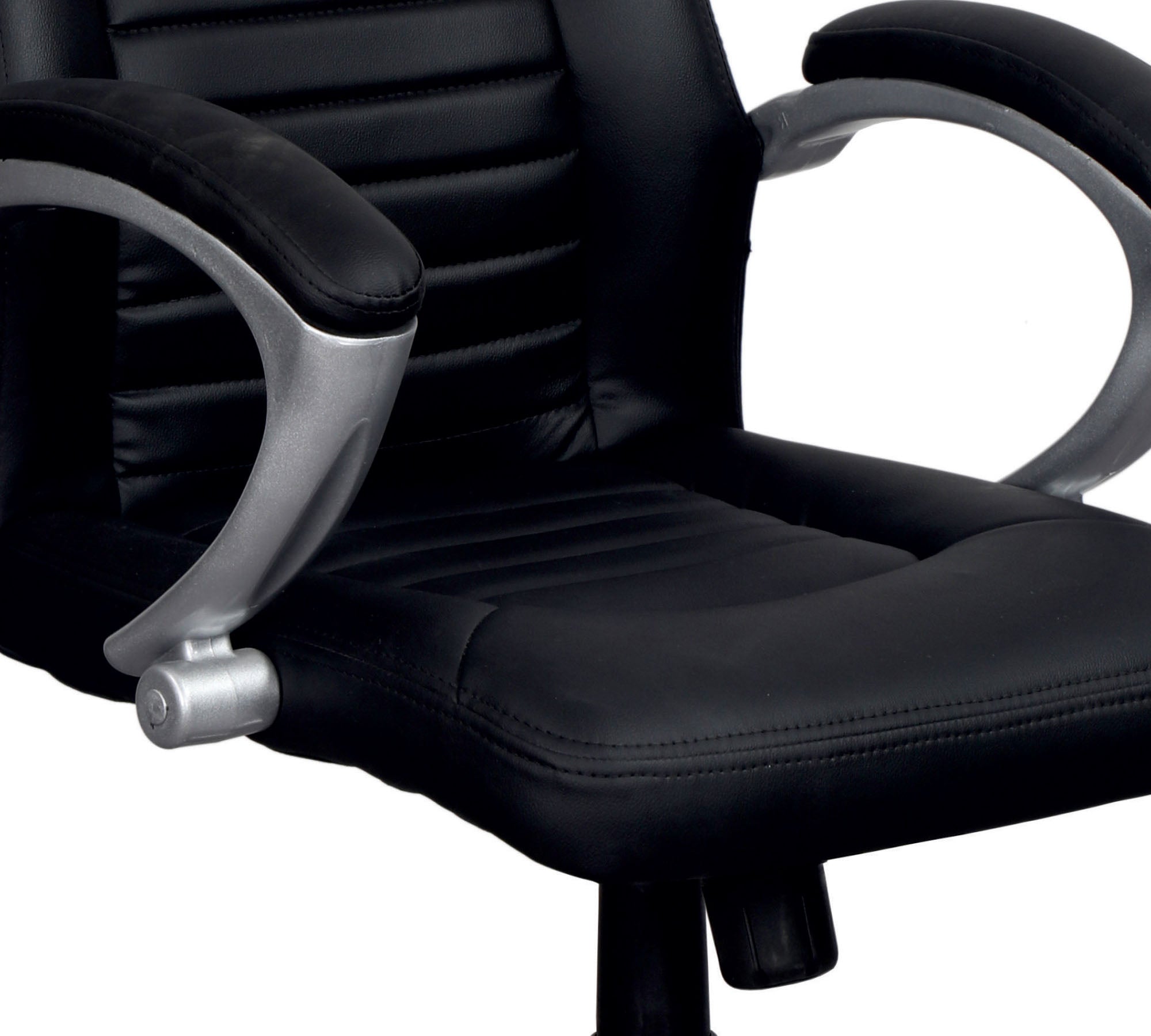 Executive Mid Back Office Chair with Cushioned Upholstery, Adjustable Height, Chrome Base, Designer Armrests & Smooth Swivel for Office and Home Use