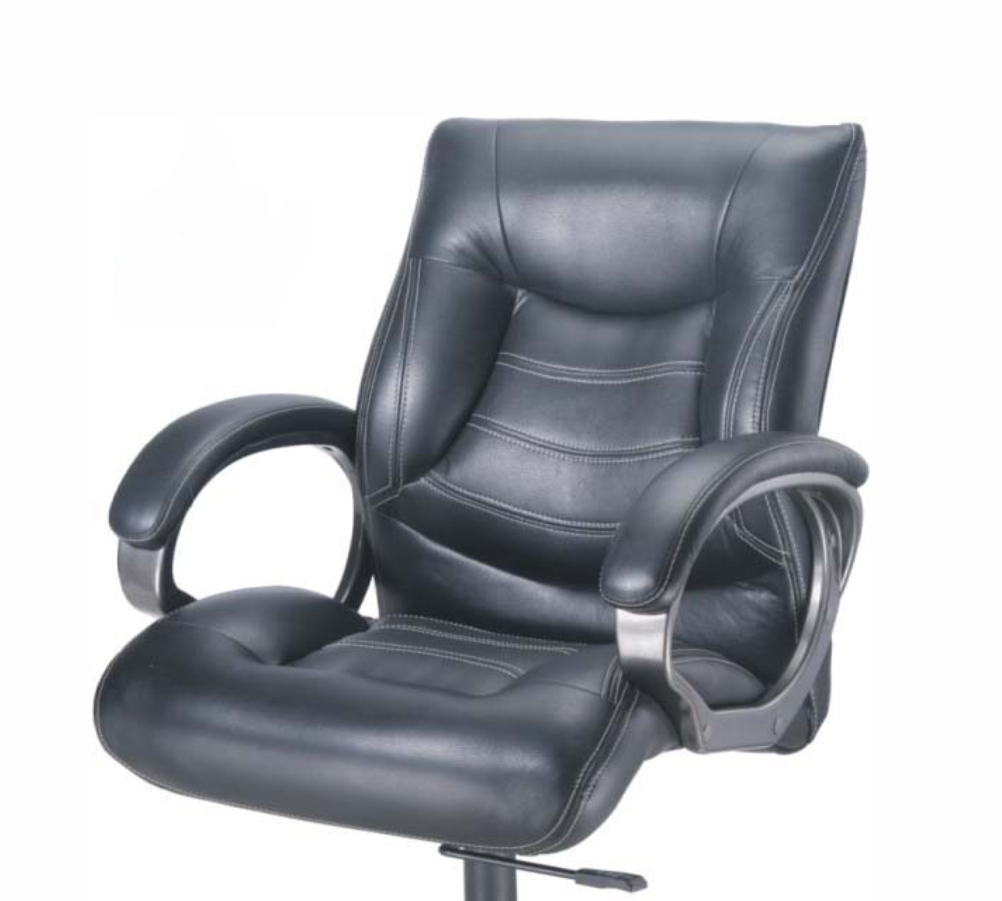 Executive Mid Back Office Chair with Premium Leatherette Upholstery, Cushioned Seat, Curved Armrests, Adjustable Height &amp; Swivel Base for Office