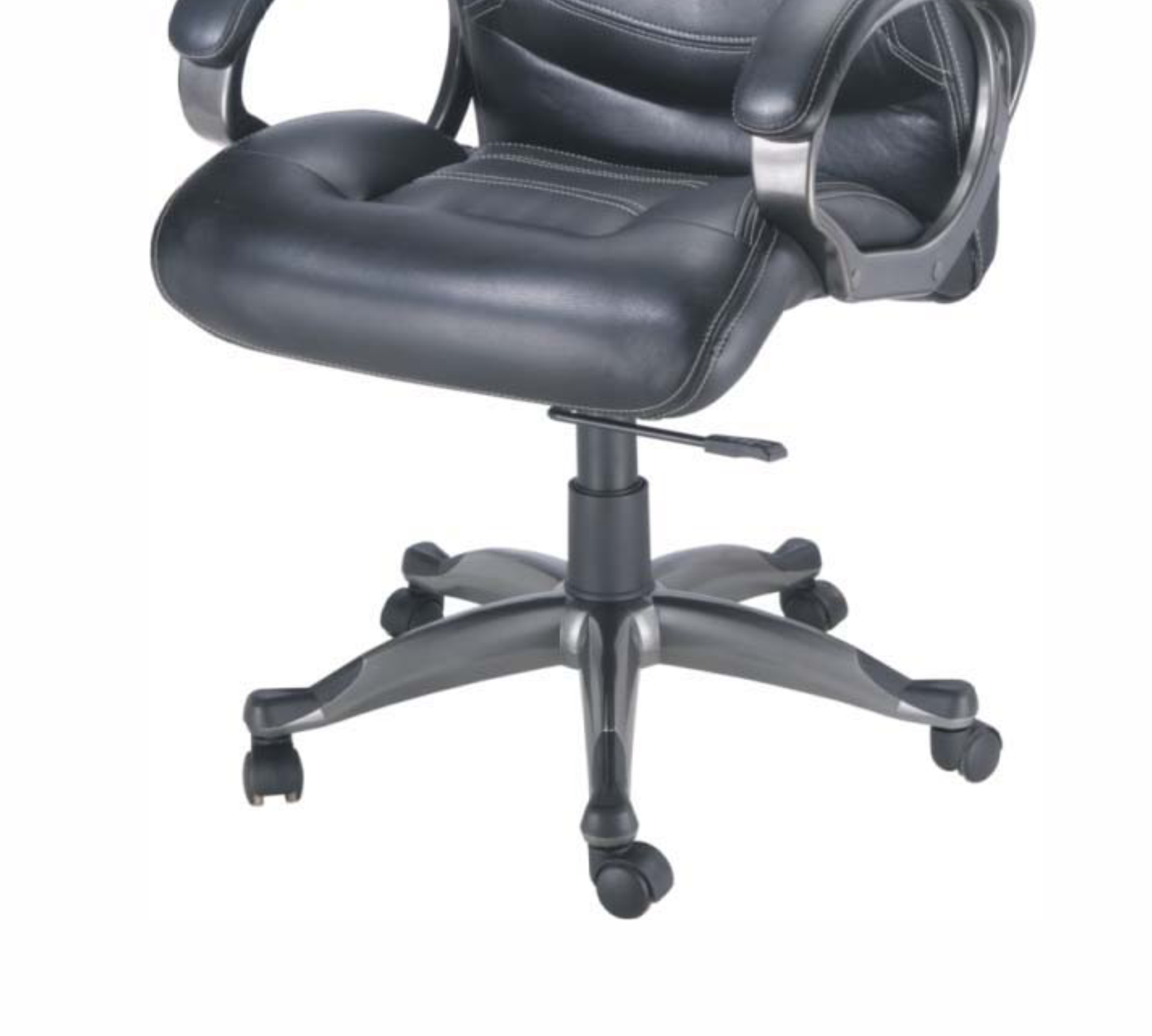 Executive Mid Back Office Chair with Premium Leatherette Upholstery, Cushioned Seat, Curved Armrests, Adjustable Height &amp; Swivel Base for Office