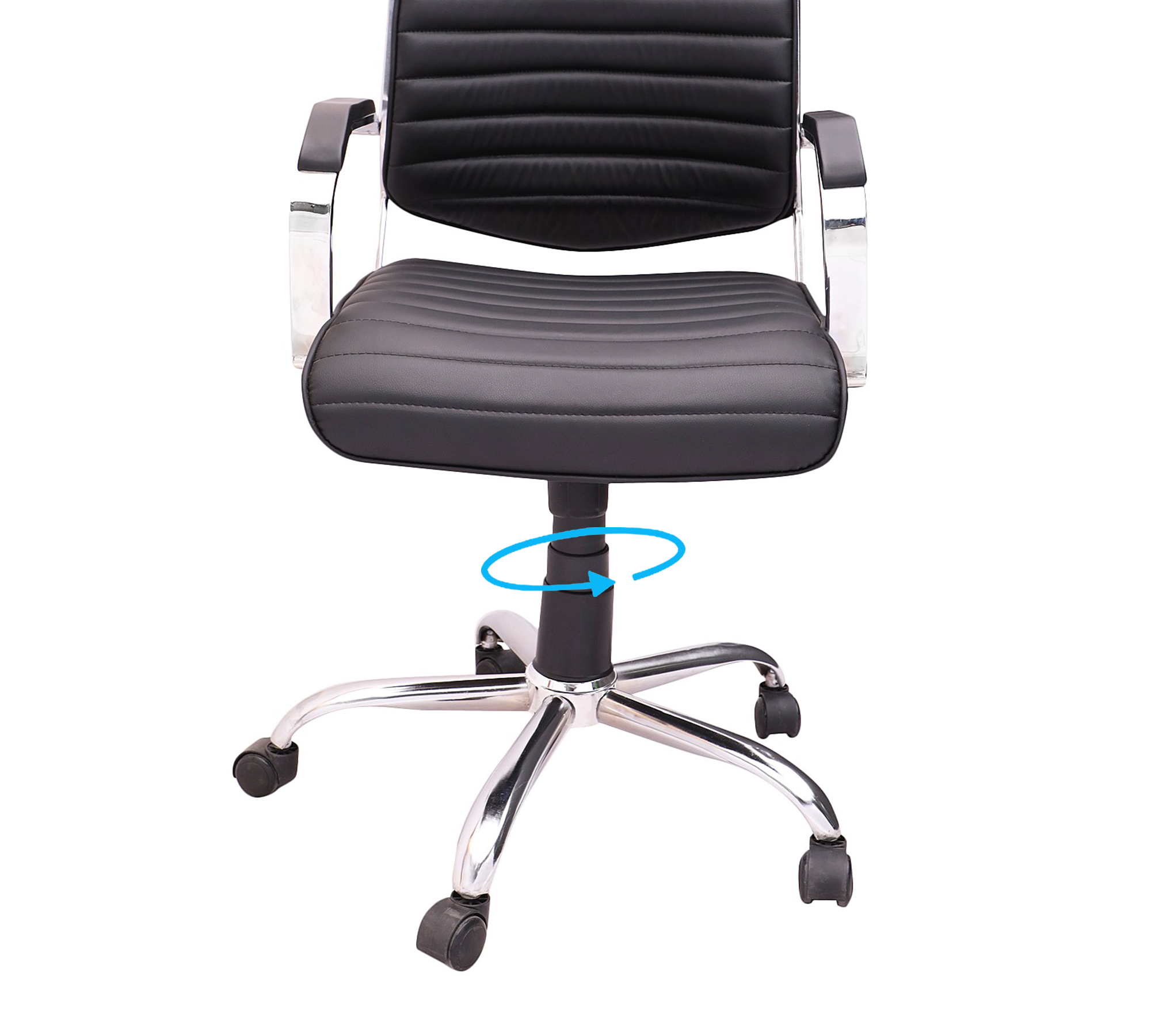 Executive Mid Back Office Chair with Cushioned Seat, Hydraulic Height Adjustment, Chrome Armrests, Swivel Base and Castor Wheels for Office & Home Workspace