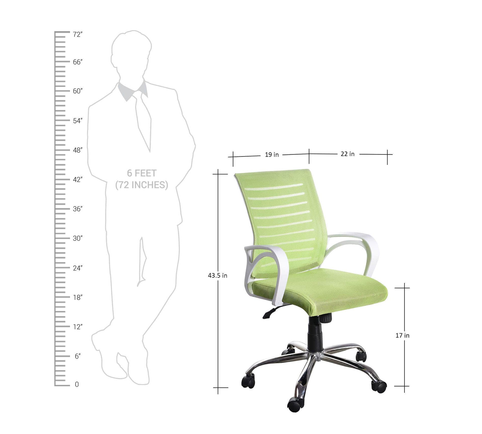 Executive Mid Back Office Chair with Breathable Mesh Back, Cushioned Fabric Seat, Adjustable Height, Swivel Base &amp; Armrests – Ergonomic Workstation Chair