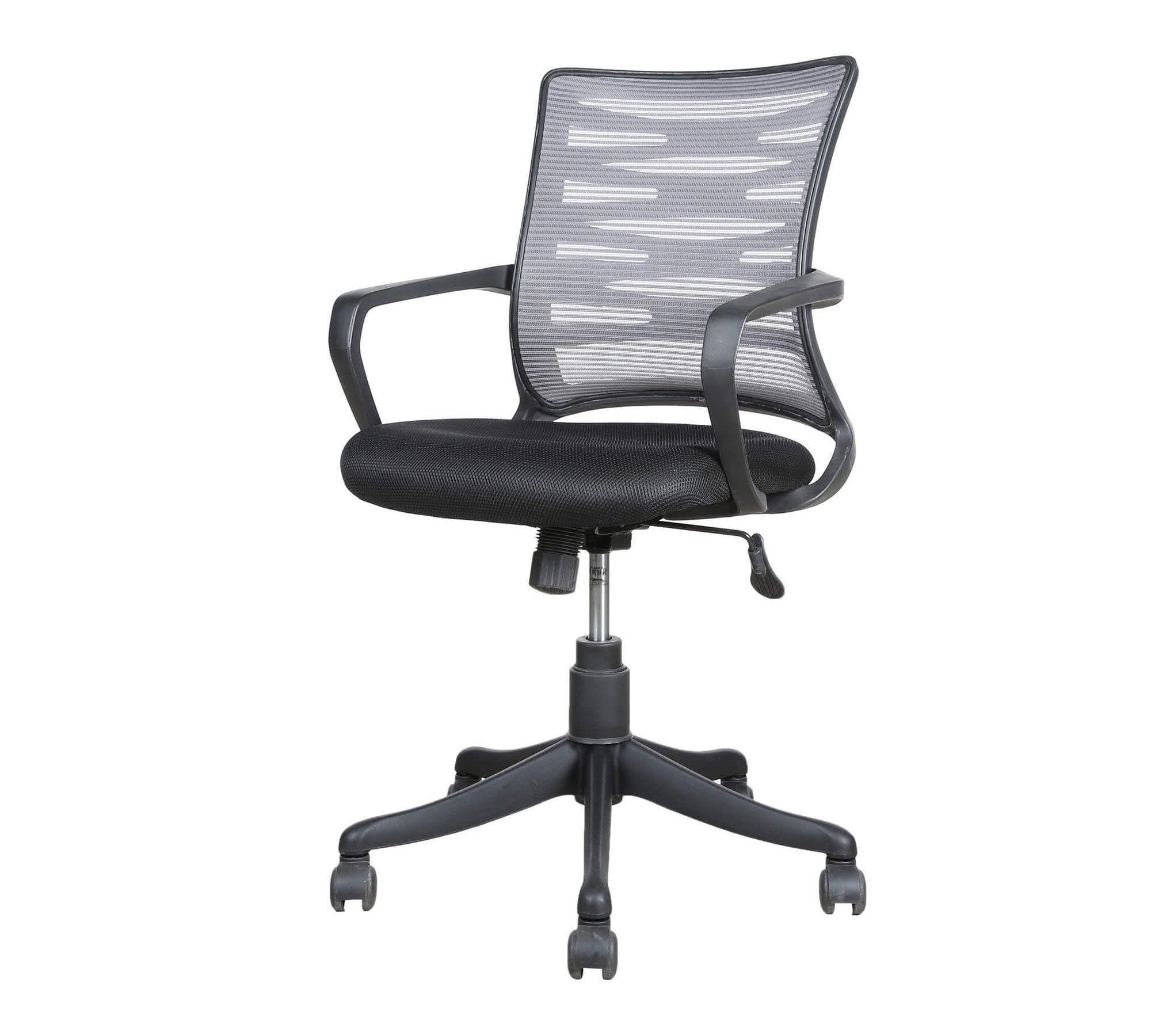 Executive Mid Back Office Chair with Breathable Mesh Back, Cushioned Fabric Seat, Adjustable Height, Swivel Base & Armrests – Ergonomic Workstation Chair