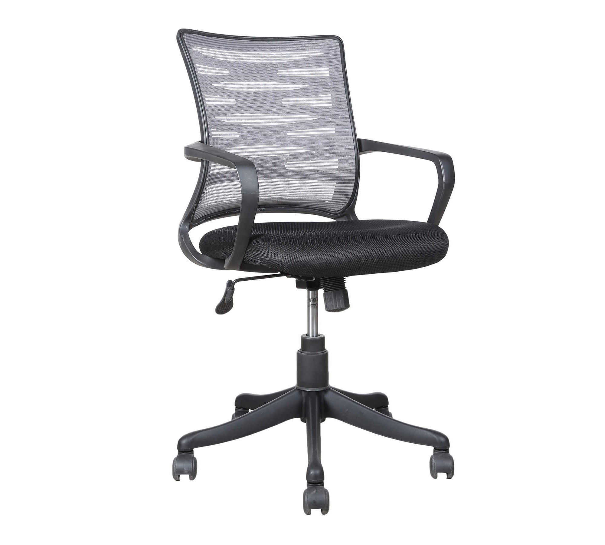 Executive Mid Back Office Chair with Breathable Mesh Back, Cushioned Fabric Seat, Adjustable Height, Swivel Base & Armrests – Ergonomic Workstation Chair