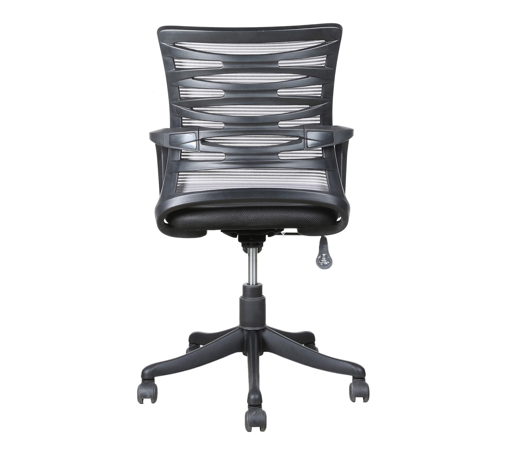 Executive Mid Back Office Chair with Breathable Mesh Back, Cushioned Fabric Seat, Adjustable Height, Swivel Base & Armrests – Ergonomic Workstation Chair