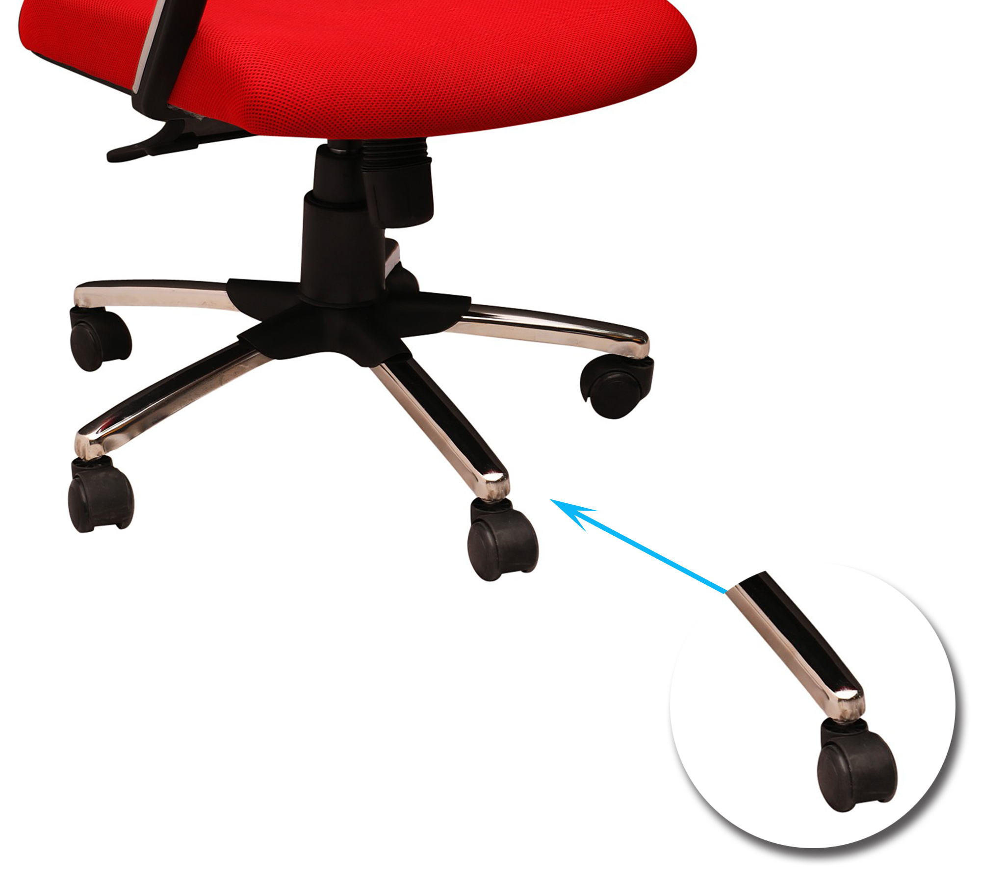 Ergonomic Mid Back Mesh Office Chair with Red Cushioned Seat, Breathable Backrest, Fixed Armrests and Height Adjustable Swivel Base for Office and Home