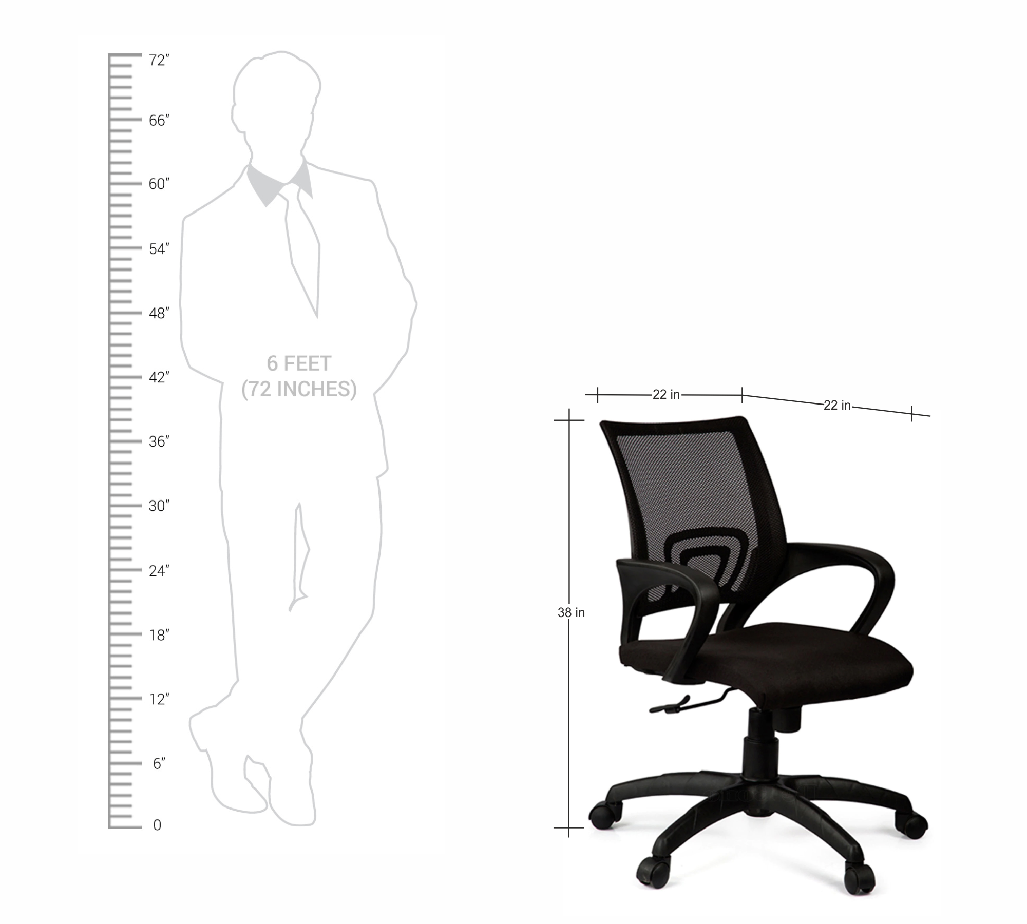 Executive Mesh Office Chair with Ergonomic Mid Back, Breathable Mesh, Cushioned Seat and Adjustable Swivel Base for Office Work and Home Comfort