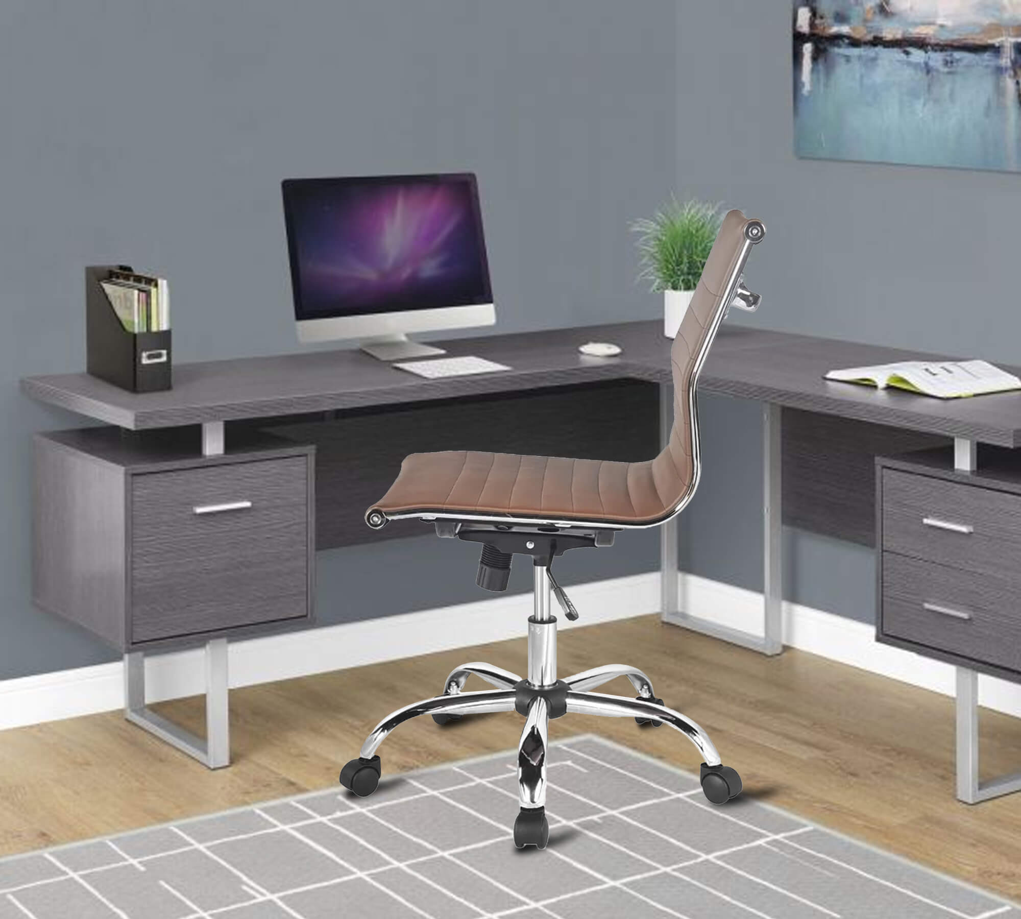 ক্রোম বেস সহ মাঝারি ব্যাক অফিস এক্সিকিউটিভ চেয়ার